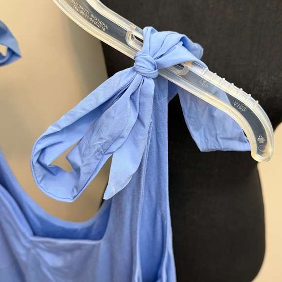 NWT Blogilates Women’s XL Cool Blue Sleeveless Sweetheart Romper Tie Bow Straps - Picture 5 of 8